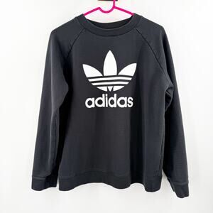 Adidas Sweatshirt Size Extra Large Women's Trefoil Black Crew Neck Pullover